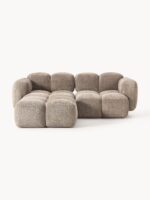 Modulares 3-Sitzer-Sofa Tayla aus Plüsch-Bouclé mit Ottomane