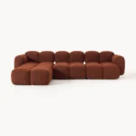 Modulsofa Tayla, 4-Sitzer, aus Bouclé-Stoff mit Hocker