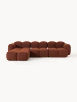 Modulsofa Tayla, 4-Sitzer, aus Bouclé-Stoff mit Hocker