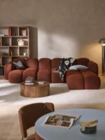 Modulsofa Tayla, 4-Sitzer, aus Bouclé-Stoff mit Hocker – Bild 2