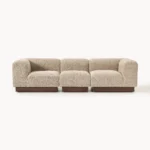 Modulares 3-Sitzer-Sofa Natalie aus Plüsch-Bouclé