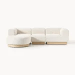 Modulares 3-Sitzer-Sofa „Natalie“ aus Plüsch-Bouclé mit Ottomane
