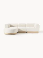 Modulares 3-Sitzer-Sofa „Natalie“ aus Plüsch-Bouclé mit Ottomane