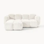 Modulares 3-Sitzer-Sofa Tayla aus Plüsch-Bouclé mit Ottomane