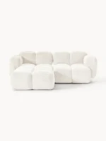 Modulares 3-Sitzer-Sofa Tayla aus Plüsch-Bouclé mit Ottomane