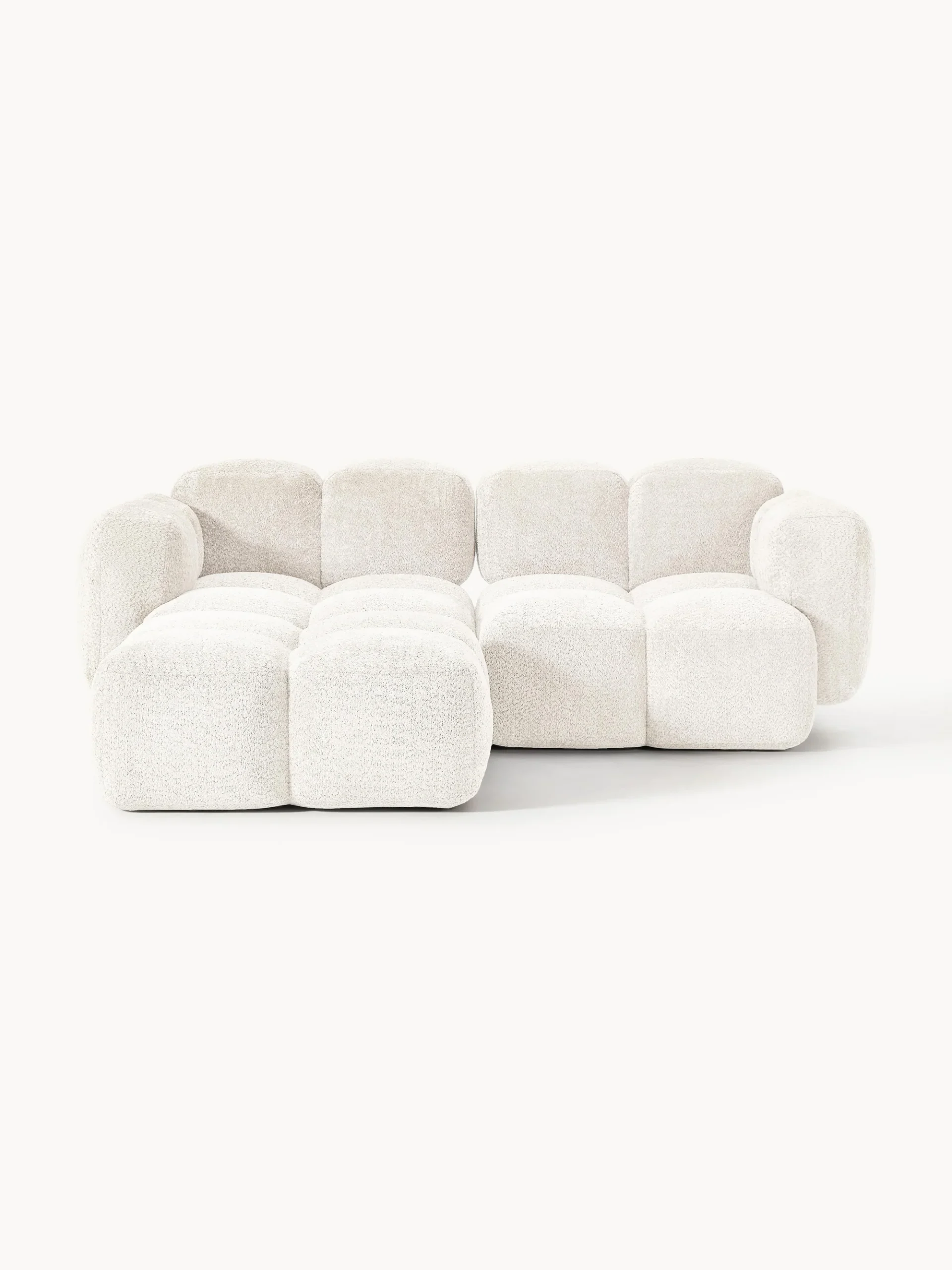s1 Modulares 3-Sitzer-Sofa Tayla aus Plüsch-Bouclé mit Ottomane – Bild 1