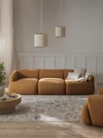 Modulares 3-Sitzer-Sofa Sofia aus Bouclé-Stoff – Bild 3