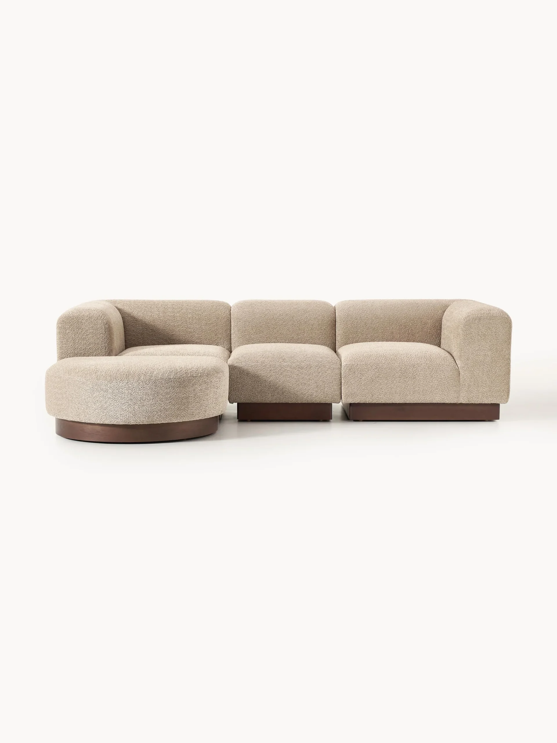 z1 Modulares 3-Sitzer-Sofa „Natalie“ aus Plüsch-Bouclé mit Ottomane – Bild 1