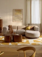 Modulares 3-Sitzer-Sofa „Natalie“ aus Plüsch-Bouclé mit Ottomane – Bild 2
